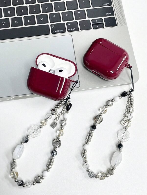 Coque rouge vin AirPods + cordon – Image 3