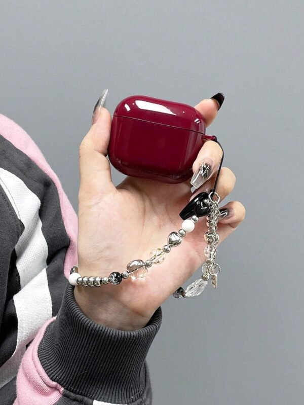 Coque rouge vin AirPods + cordon – Image 5