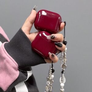 Coque rouge vin AirPods + cordon