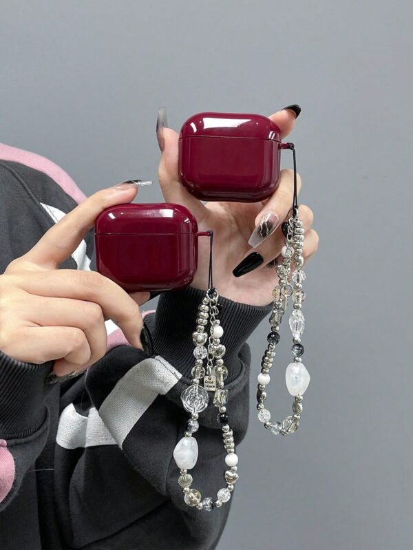 Coque rouge vin AirPods + cordon – Image 4