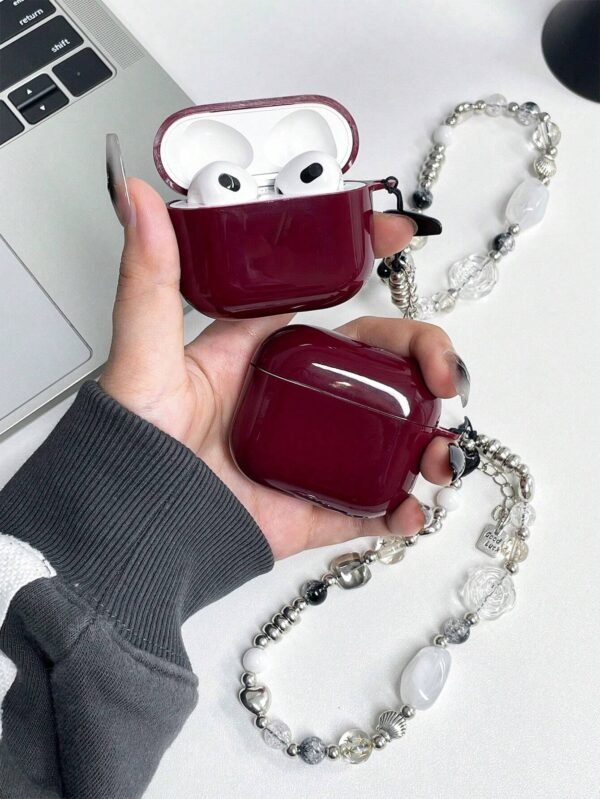 Coque rouge vin AirPods + cordon – Image 2