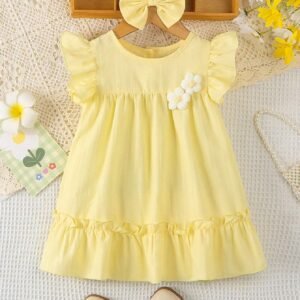 Ensemble 2 pcs robe fleur crochet