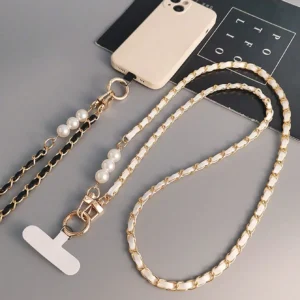 Lanière perles métal chic