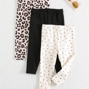 3 pcs leggings léopard cœur