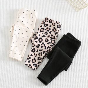 3 pcs leggings léopard cœur
