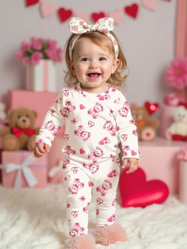 Ensemble 2 pcs fleurs ourson