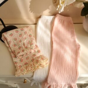 3 pcs pantalons à volants fleuris