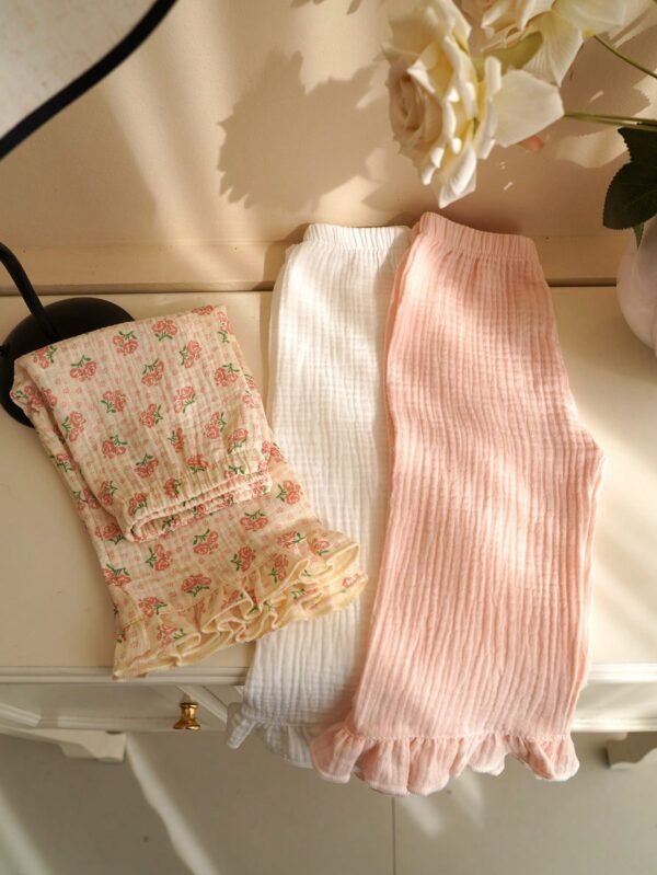 3 pcs pantalons à volants fleuris – Image 2
