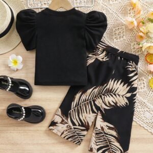 2 pcs top manches bouffantes pantalon