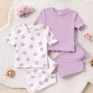 Ensemble 4 pcs fleurs volant