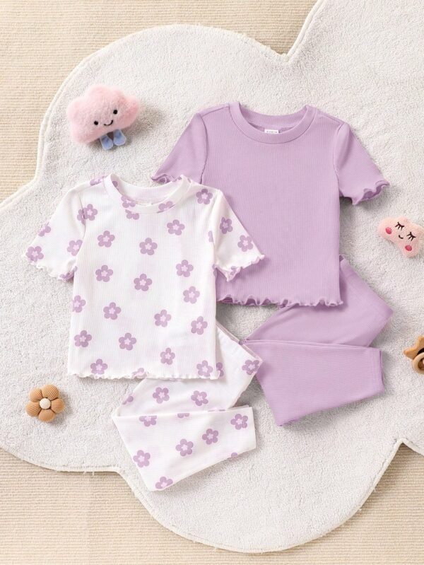 Ensemble 4 pcs fleurs volant