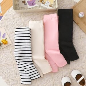 4 pcs leggings rayés/unis