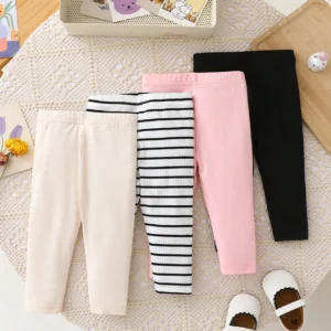 4 pcs leggings rayés/unis