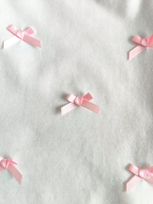 Top tricot rose blanc volants – Image 4