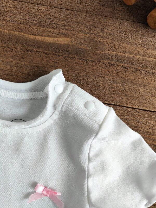 Top tricot rose blanc volants – Image 6