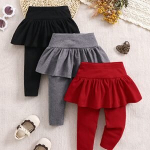 3 pcs pantalons tricot volant