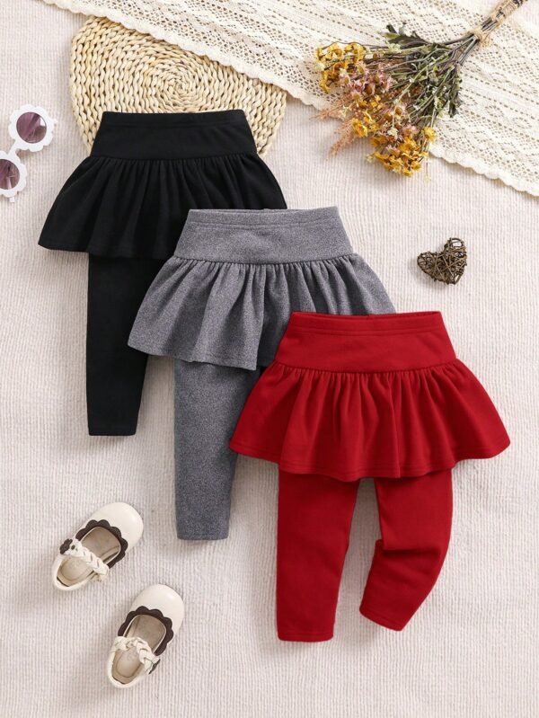 3 pcs pantalons tricot volant