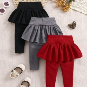 3 pcs pantalons tricot volant
