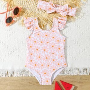 Maillot bain manches volantées