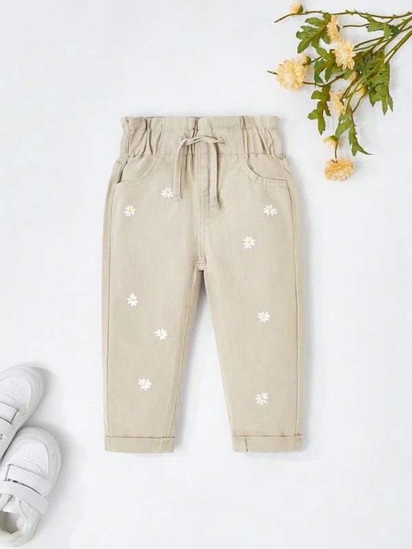 Pantalon jean taille froncée