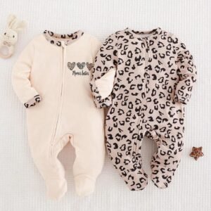 Ensemble 2 pcs barboteuse léopard