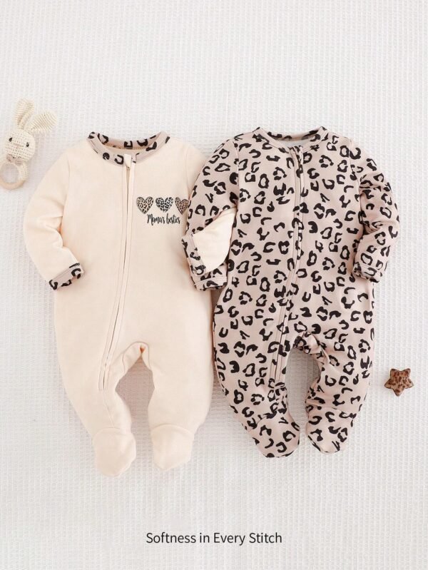 Ensemble 2 pcs barboteuse léopard