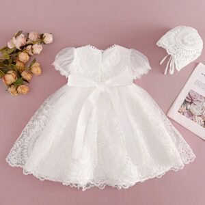 Robe baptême maille brodée