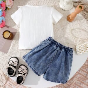 2 pcs t-shirt manches courtes jean