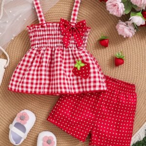2 pcs top brodé short