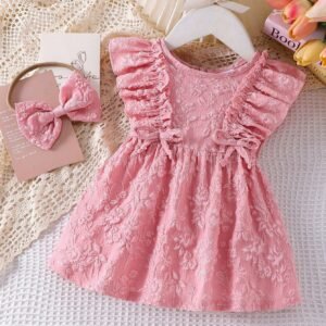 Ensemble 2 pcs robe volants nœud