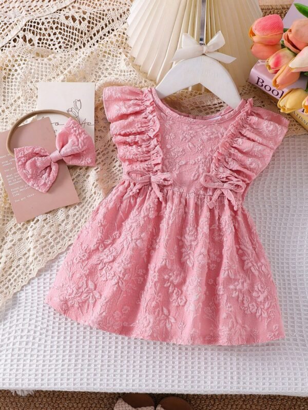 Ensemble 2 pcs robe volants nœud