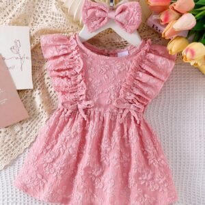 Ensemble 2 pcs robe volants nœud