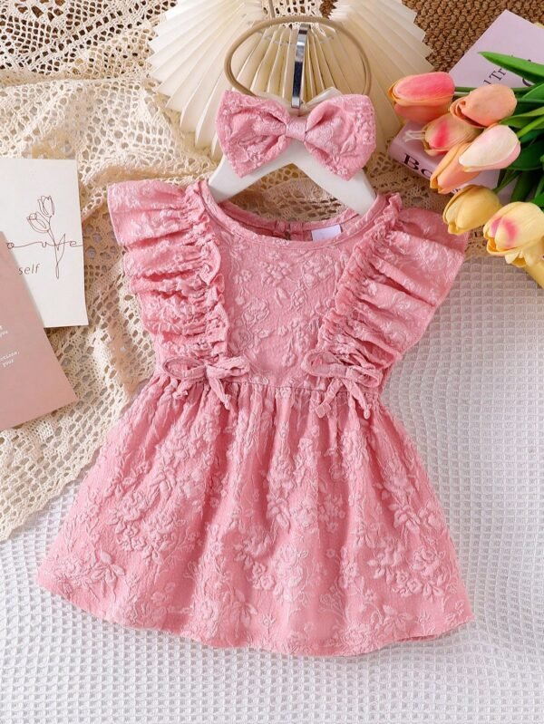 Ensemble 2 pcs robe volants nœud – Image 2