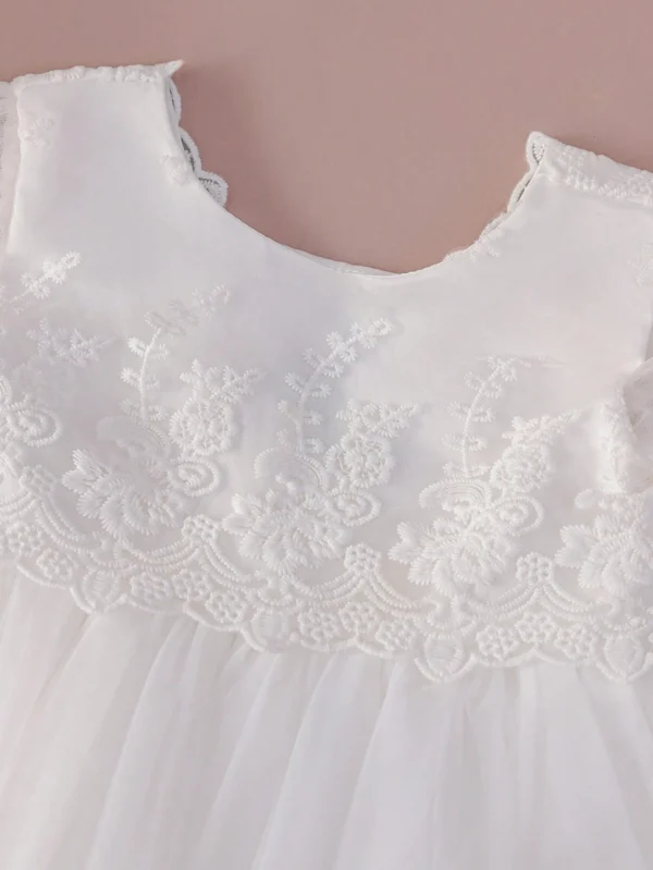 Robe baptême tulle dentelle – Image 3