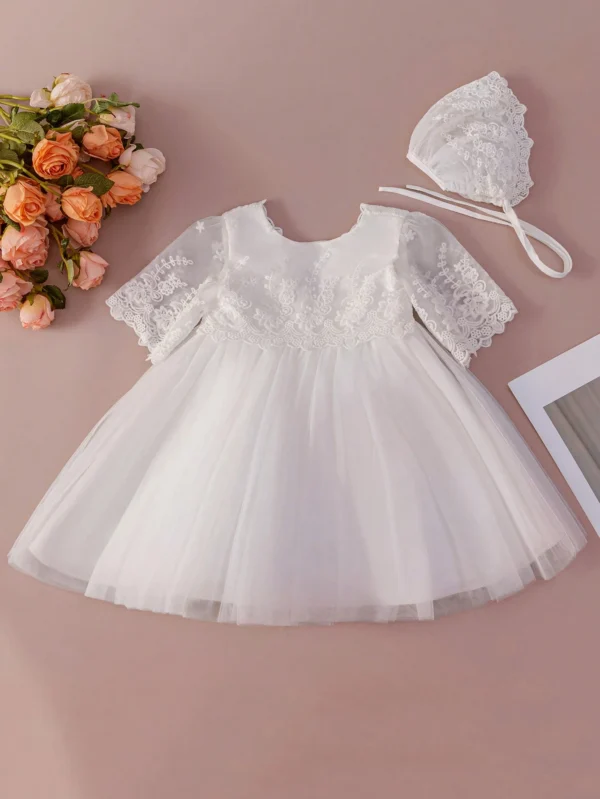 Robe baptême tulle dentelle – Image 2