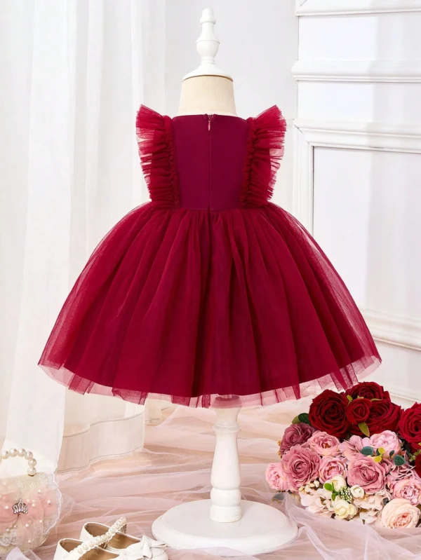 Robe tulle bordeaux élégante – Image 2