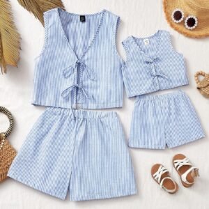 Ensemble gilet rayé shorts