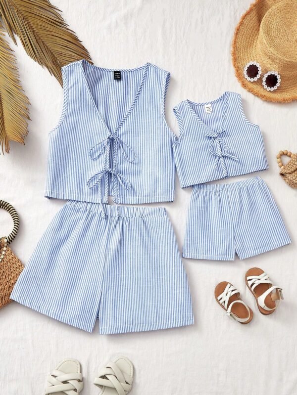 Ensemble gilet rayé shorts
