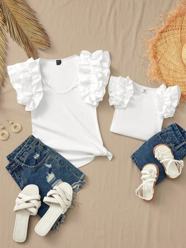 Ensemble tricot blanc mère-fille – Image 3