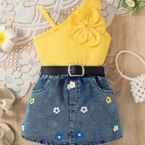 2 pcs top fleur jupe