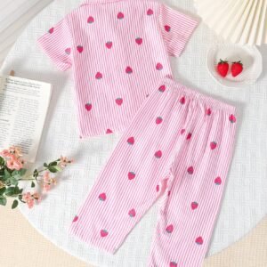 2 pcs pyjama rayures fraise