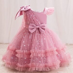 Robe anniversaire volants nœud