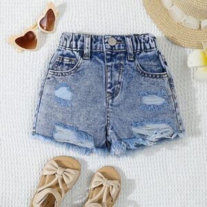 Short jean délavé mode