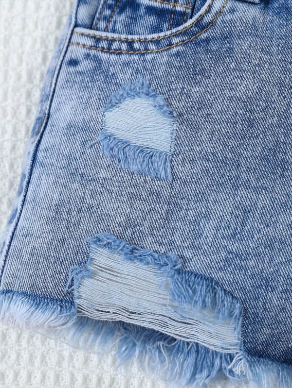 Short jean délavé mode – Image 4