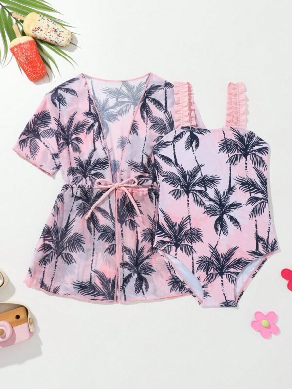 Barboteuse cache-maillot palmiers