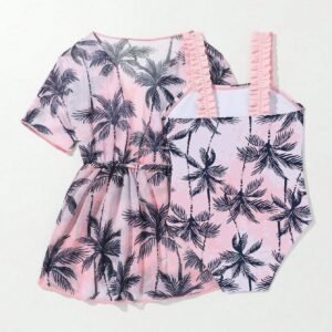 Barboteuse cache-maillot palmiers