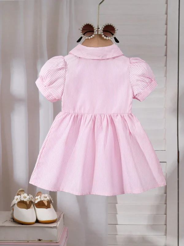Robe rayée brodée manches courtes – Image 2