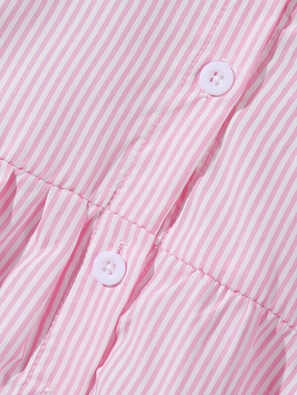 Robe rayée brodée manches courtes – Image 5