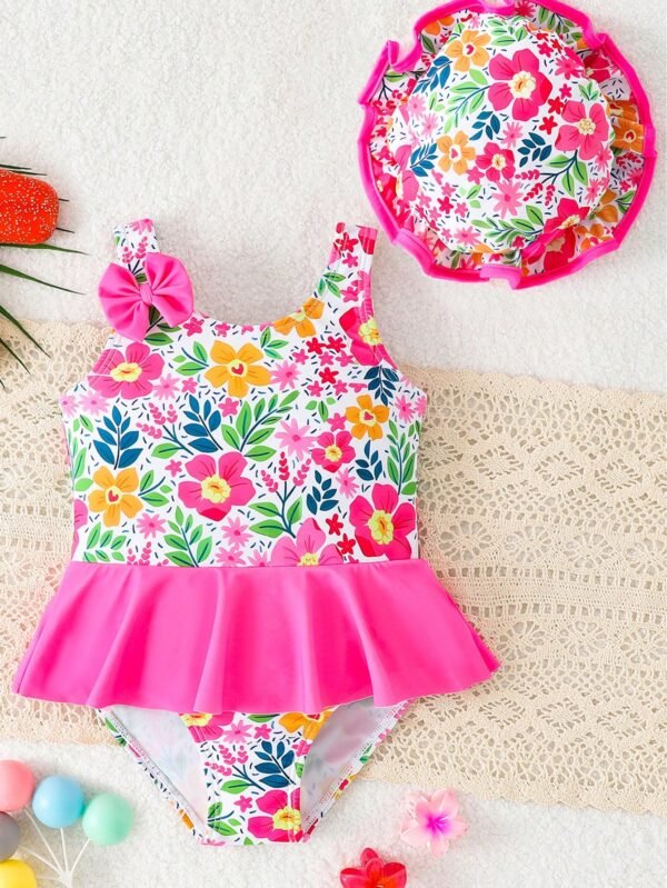 Maillot bain capuche floral