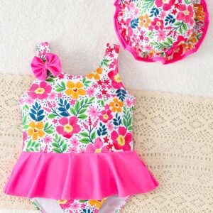 Maillot bain capuche floral